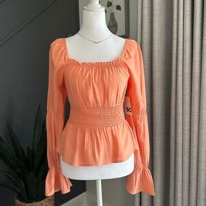SO orange square neck long sleeve with elastic waist NWT Size XS